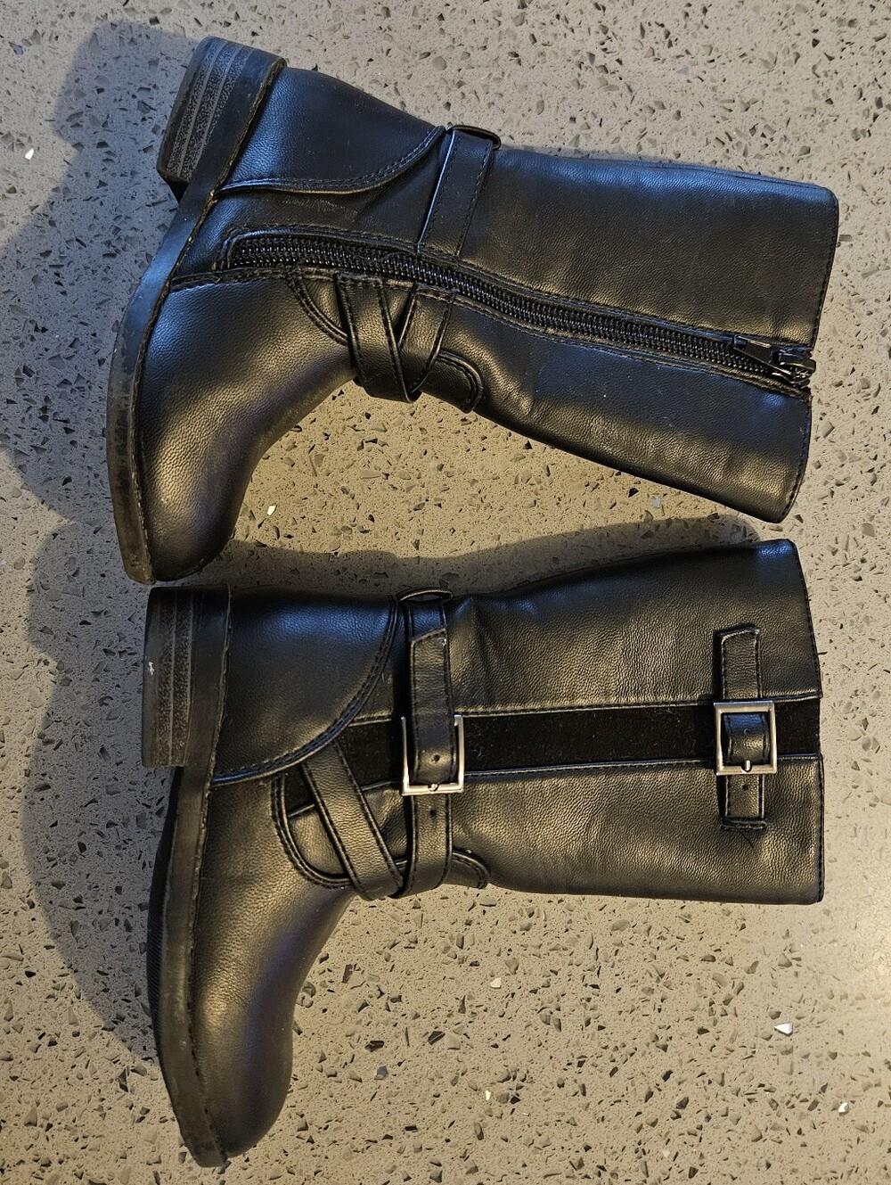 Classic Black Mid-Calf Buckle Boots for Toddlers